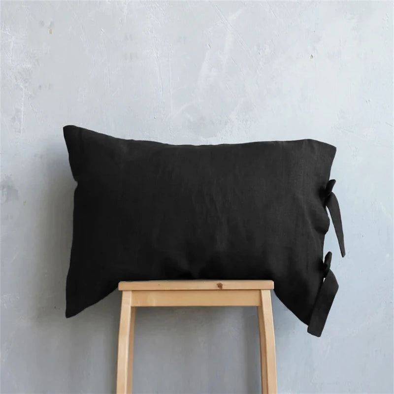 Japandi Dream: Linen Pillowcase (Tie Closure, Natural & Breathable)