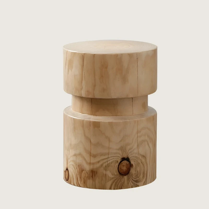 Nature's Embrace: Solid Wood Round Stool (Wabi-Sabi Inspired, Organic Texture)