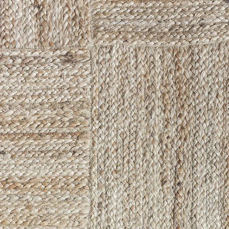 Natural Jute Rug Runner - Braided Box Design Farmhouse Mat with Rustic Look