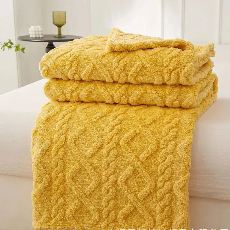 Soft Sherpa Sofa Blanket for Home and Travel - Thick and Warm