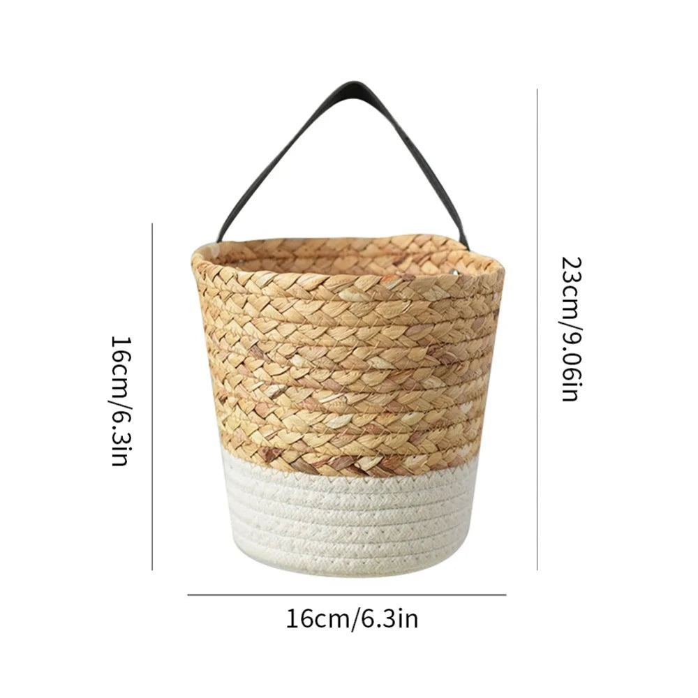 Japandi Organizer: Handwoven Rattan Basket for Plants & Storage