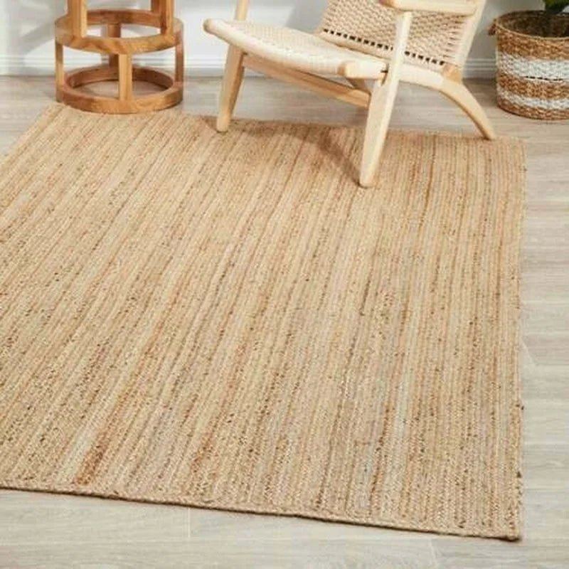 Jute Rug, Natural Square Shape - Handmade Reversible Decorative Rustic look