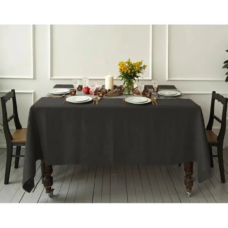 Premium Linen Tablecloth: Natural Fabric Dining Room Decor