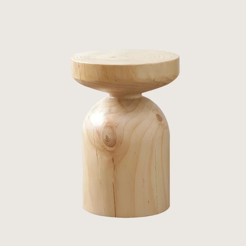 Nature's Embrace: Solid Wood Round Stool (Wabi-Sabi Inspired, Organic Texture)