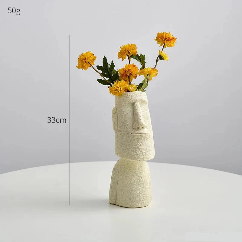 Abstract Ceramic Face Vase for Home Decor