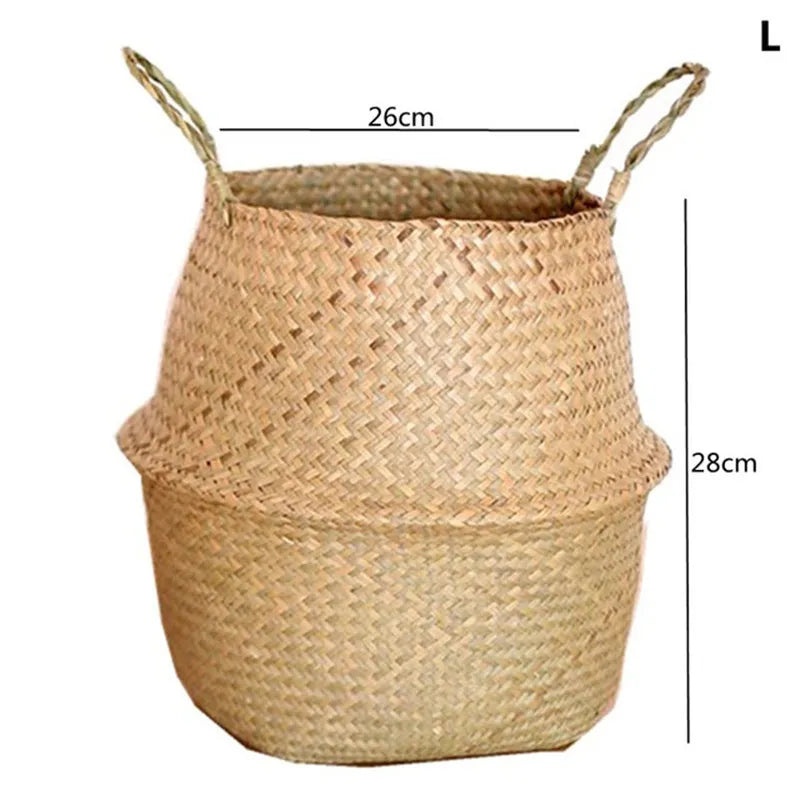 Straw Weaving Flower Plant Basket For Indoor And Outdoor Plants