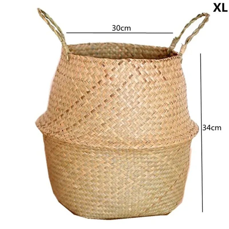 Straw Weaving Flower Plant Basket For Indoor And Outdoor Plants