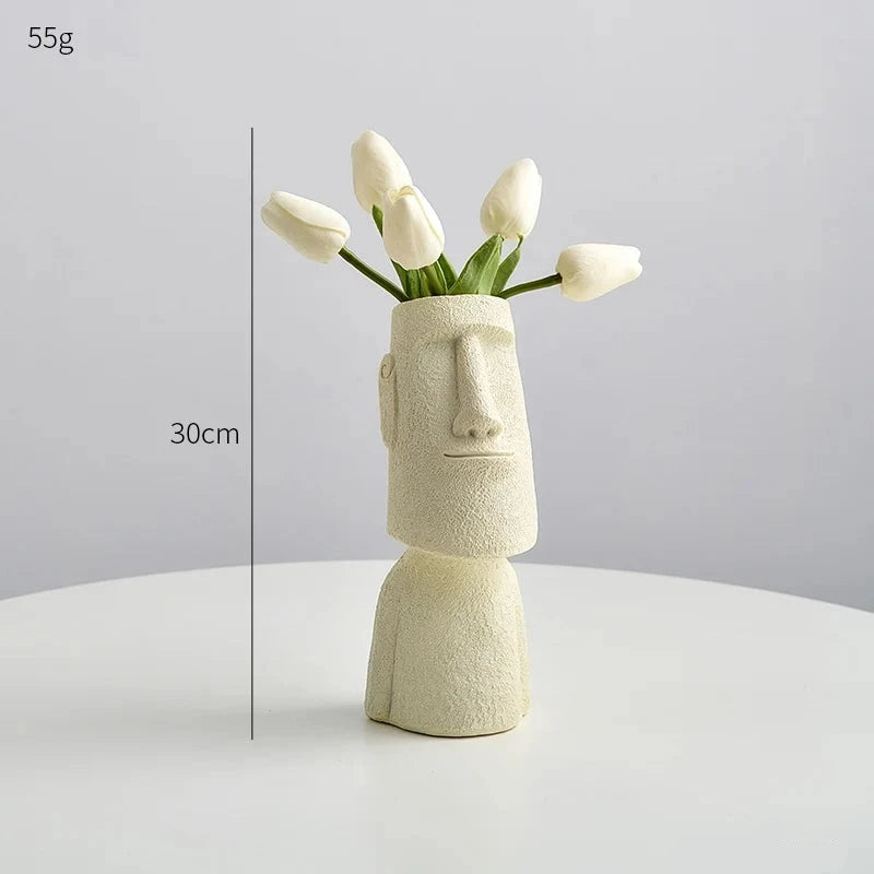 Abstract Ceramic Face Vase for Home Decor