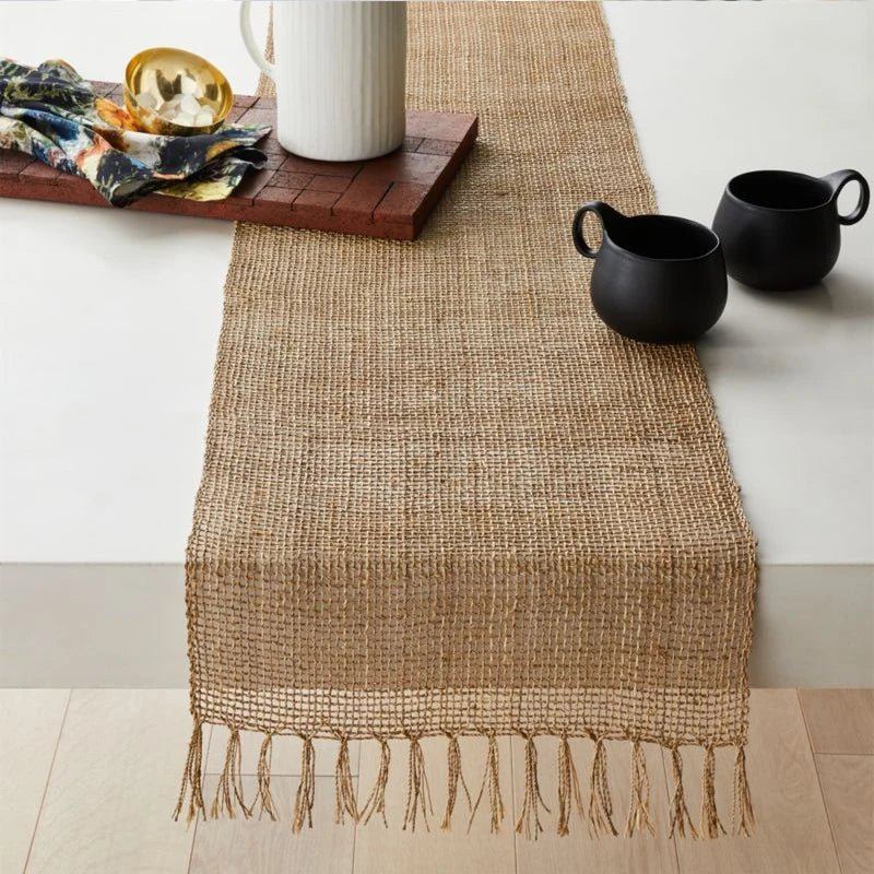 Jute Table Runner with Tassel - For Christmas & Wedding Decor