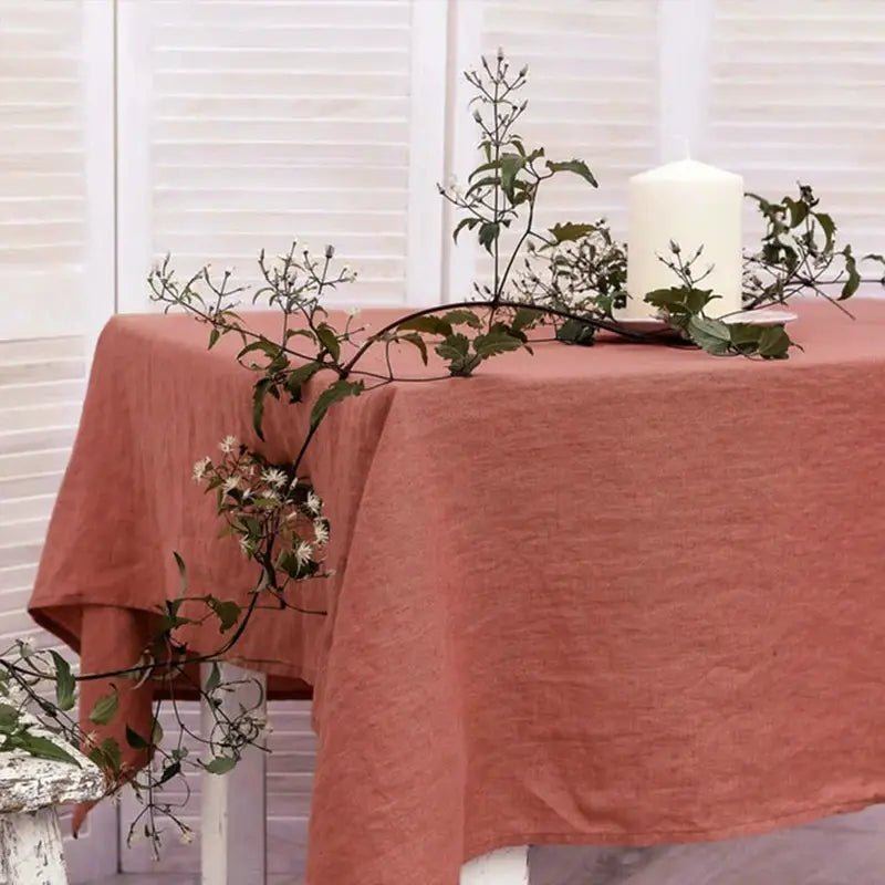 Premium Linen Tablecloth: Natural Fabric Dining Room Decor