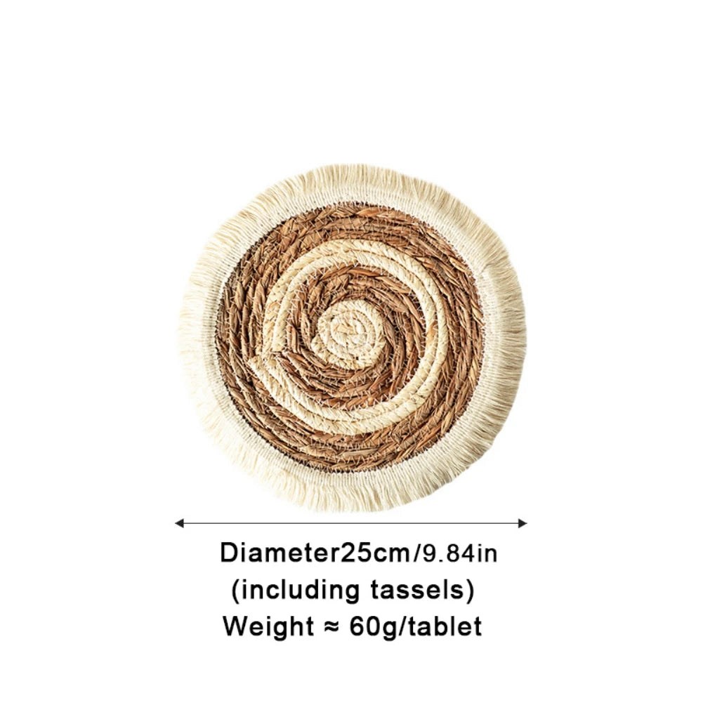 Round Wicker Placemat with Tassels