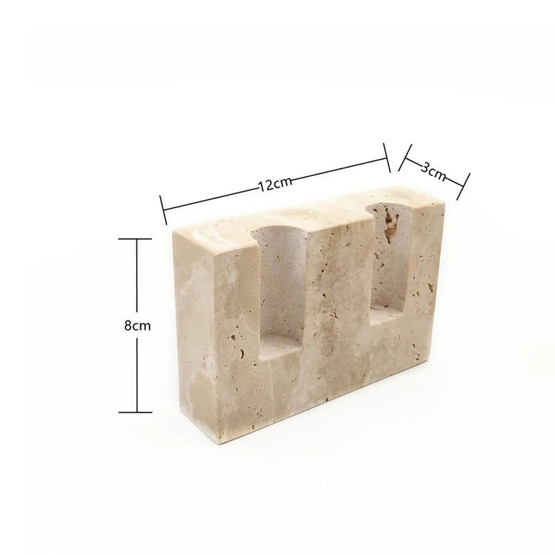 Warm Glow, Wabi-Sabi: Travertine Candleholder