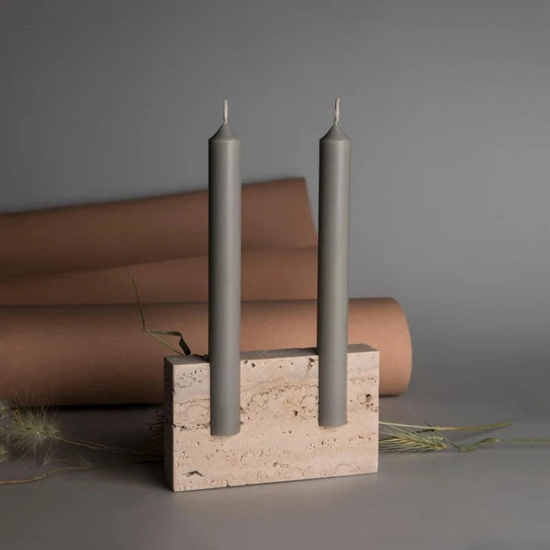 Warm Glow, Wabi-Sabi: Travertine Candleholder