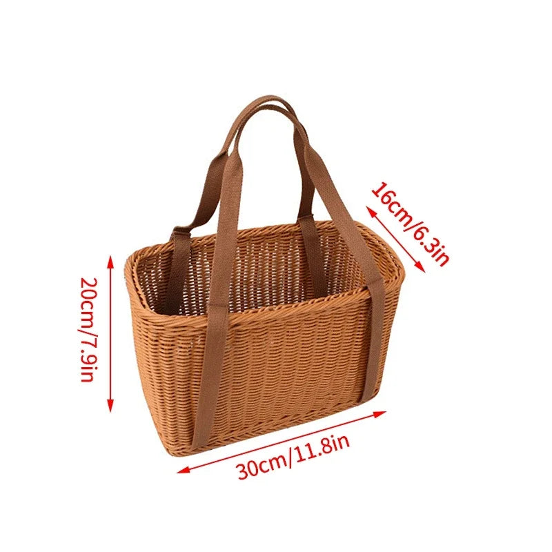 Multipurpose Wicker Basket with Handle for Storage and Shopping