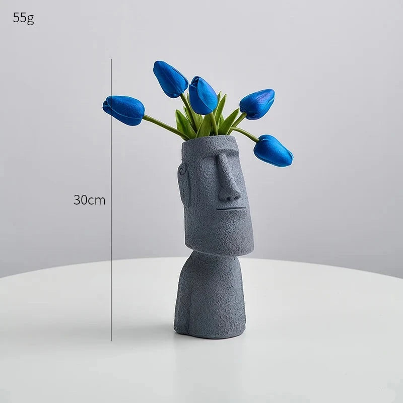 Abstract Ceramic Face Vase for Home Decor