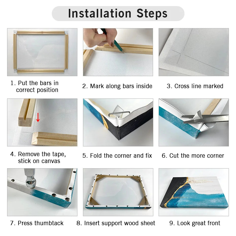 Wood Canvas Picture Frame, Stretcher Bars for Oil and Diamond Painting Prints