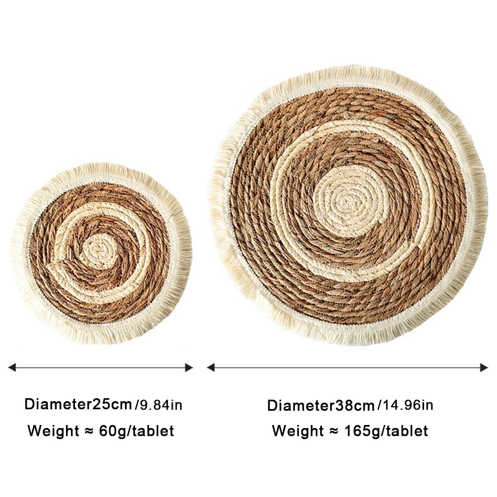 Round Wicker Placemat with Tassels