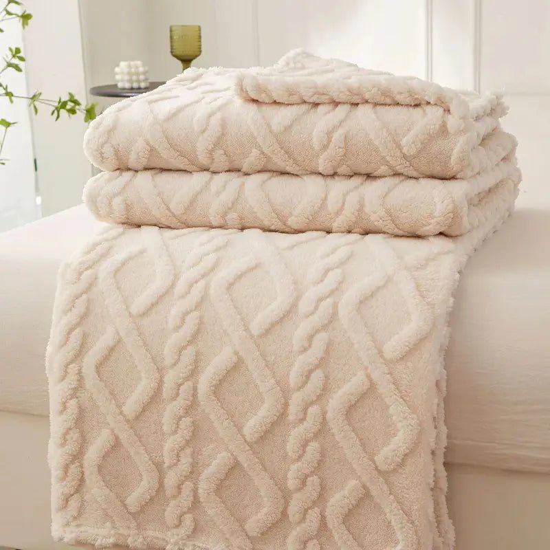 Soft Sherpa Sofa Blanket for Home and Travel - Thick and Warm