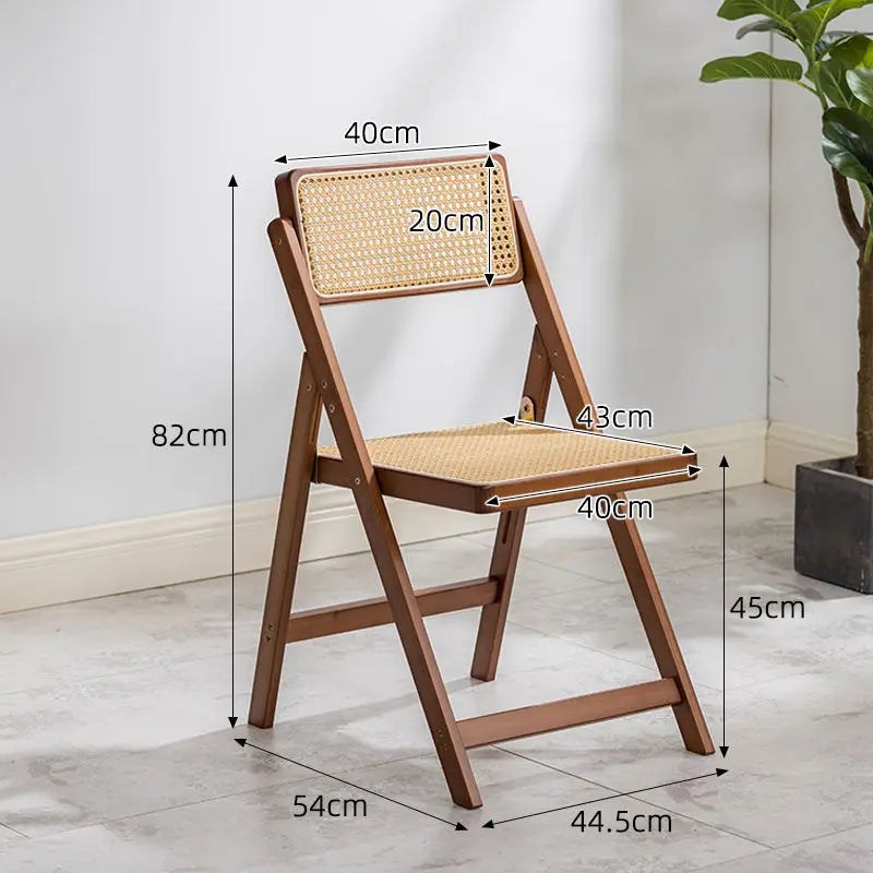 Japandi Breeze: Rattan Folding Chair (Woven Backrest, Breathable Comfort)