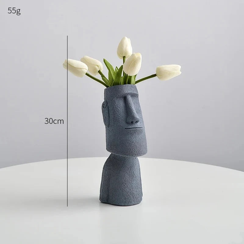 Abstract Ceramic Face Vase for Home Decor