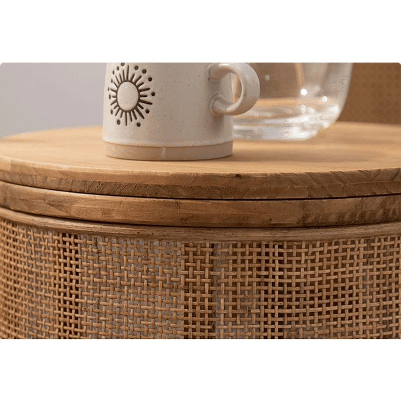 Woven Rattan Center Table: Versatile Living Room Furniture with Storage