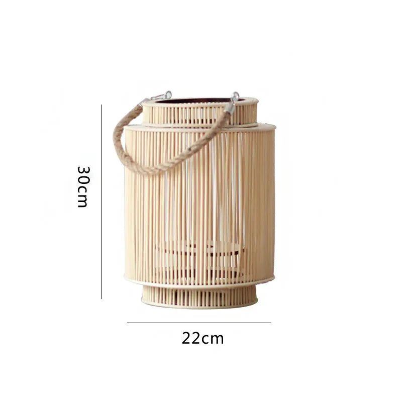 Beige Handmade Japandi Woven Wind Lamp - Candlestick for Home and Hotel Decor