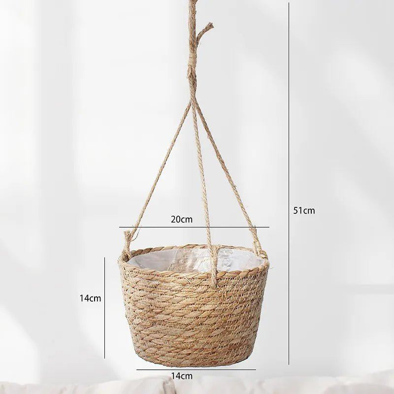 Handmade Rattan Woven Hanging Planter for Home Decor