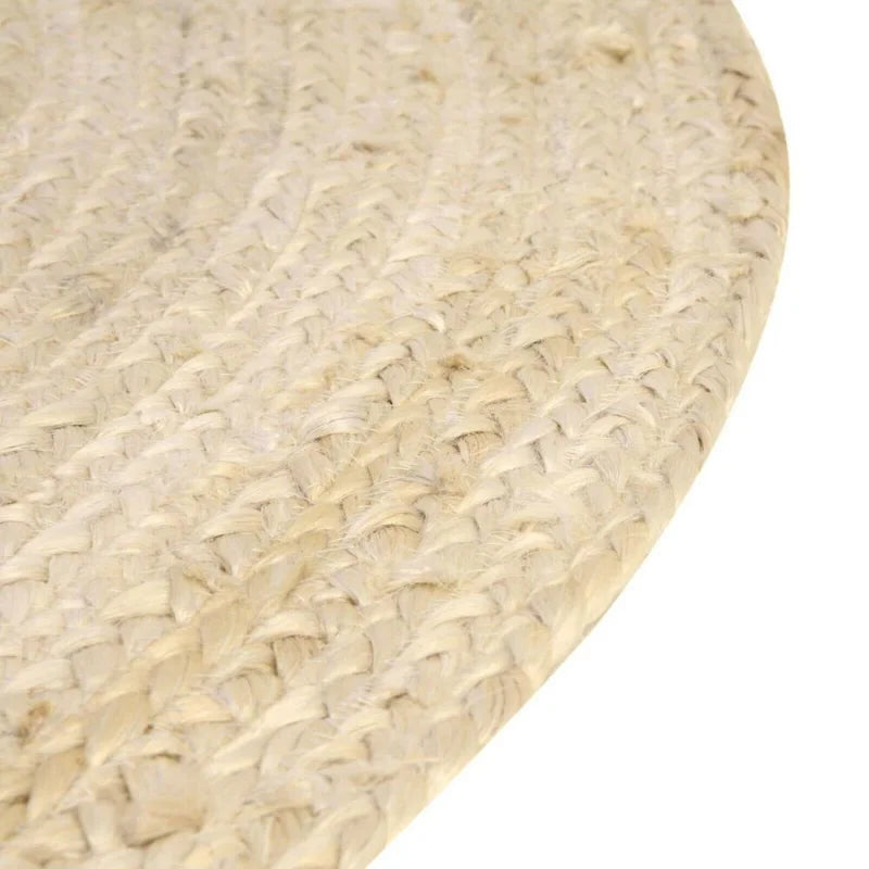 Round Reversible Jute Braided White Rug - Farmhouse Area Carpet for Bedroom