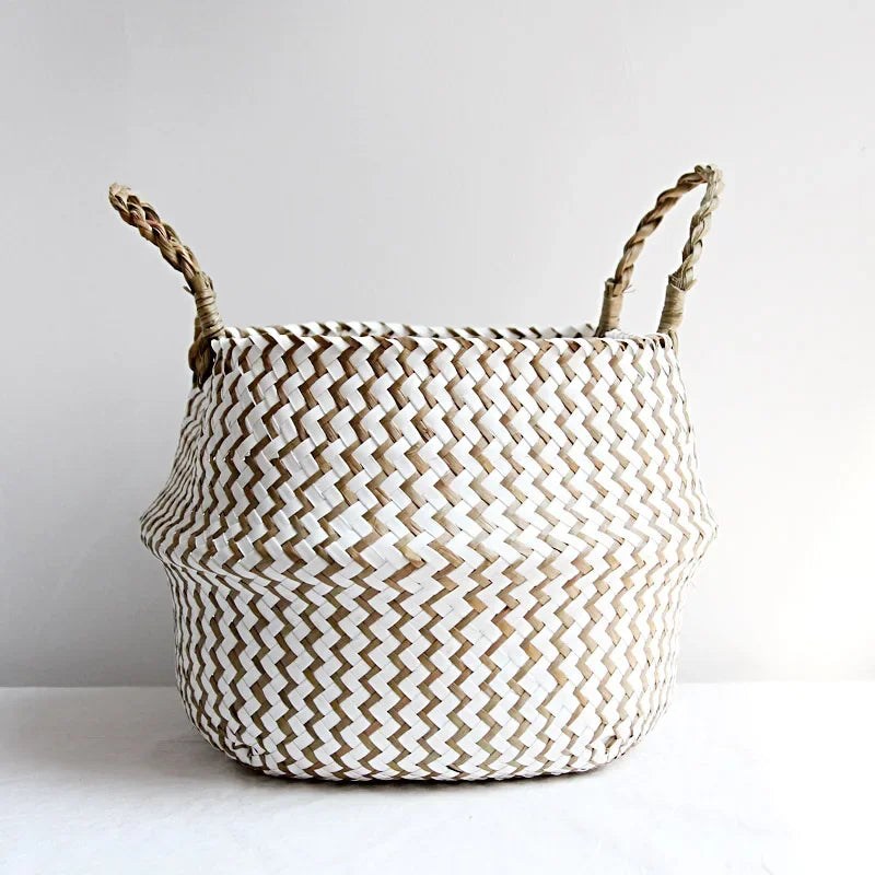 Handmade Boho Striped Wicker Baskets