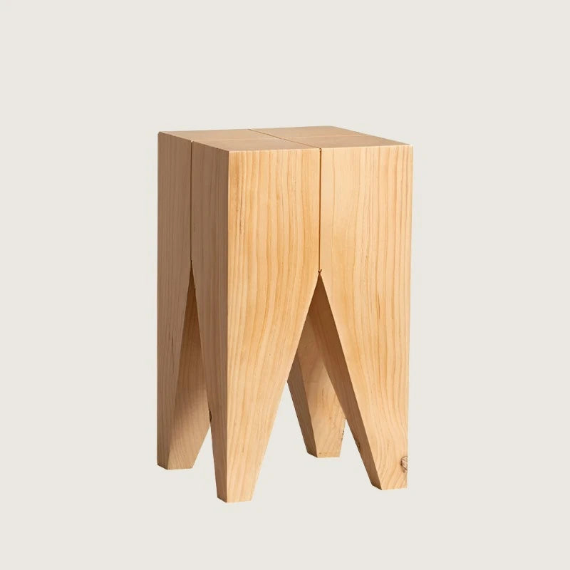 Solid Wood Log Stool - Creative Round Pouf & Side Table for Decor