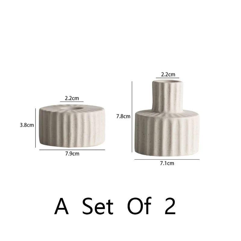 Set of 2 Ceramic Candle Holders