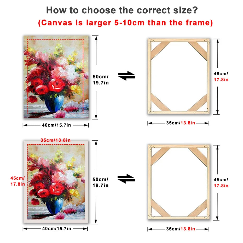 Wood Canvas Picture Frame, Stretcher Bars for Oil and Diamond Painting Prints