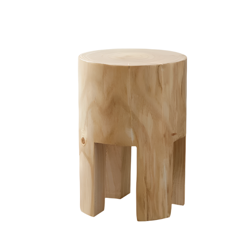 Nature's Embrace: Solid Wood Round Stool (Wabi-Sabi Inspired, Organic Texture)