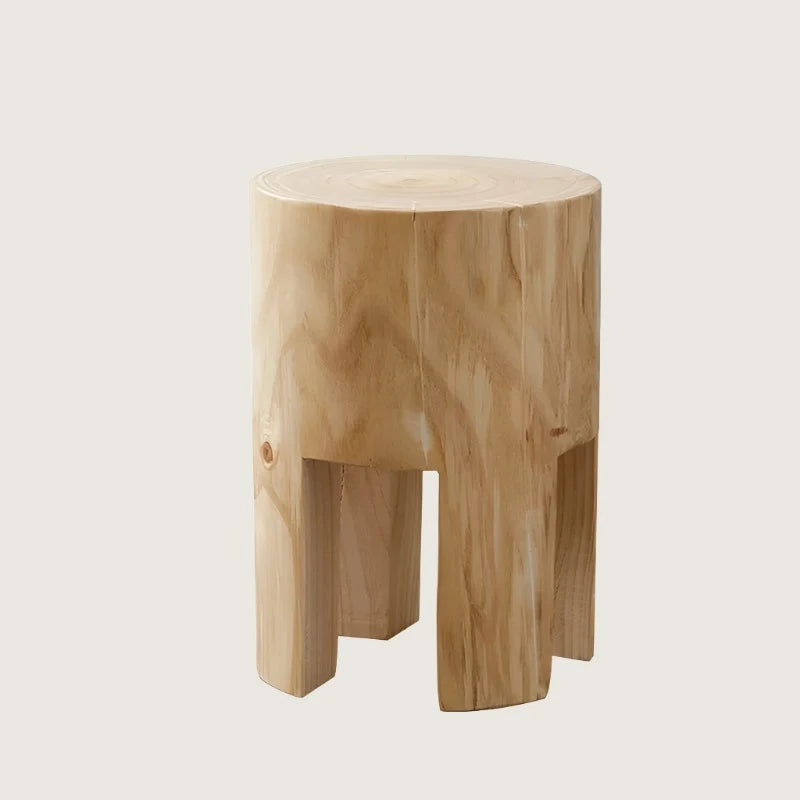 Nature's Embrace: Solid Wood Round Stool (Wabi-Sabi Inspired, Organic Texture)