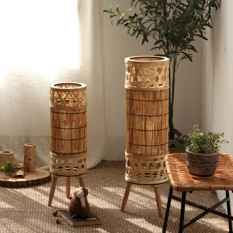 Handmade Straw Woven Floor Lamp