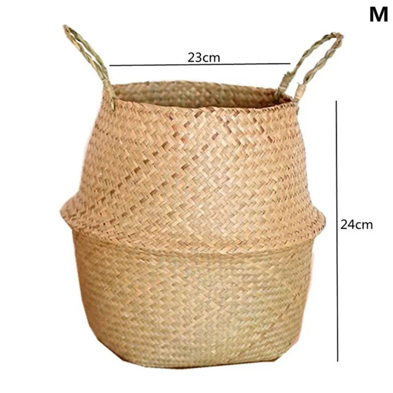 Straw Weaving Flower Plant Basket For Indoor And Outdoor Plants