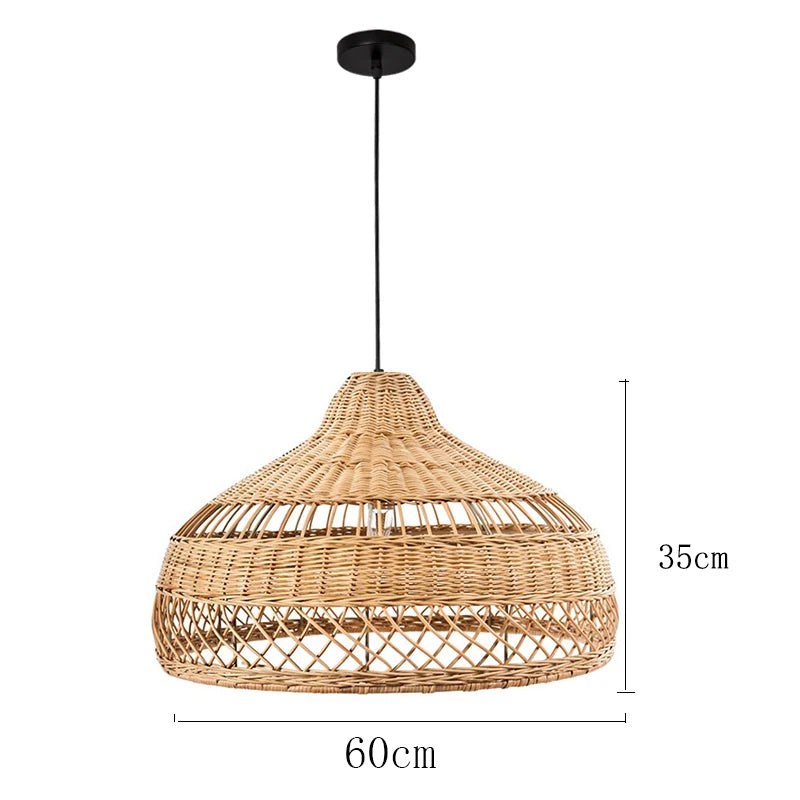 Beige Japandi Style Rattan Pendant Lights - Handmade Hanging Lamp