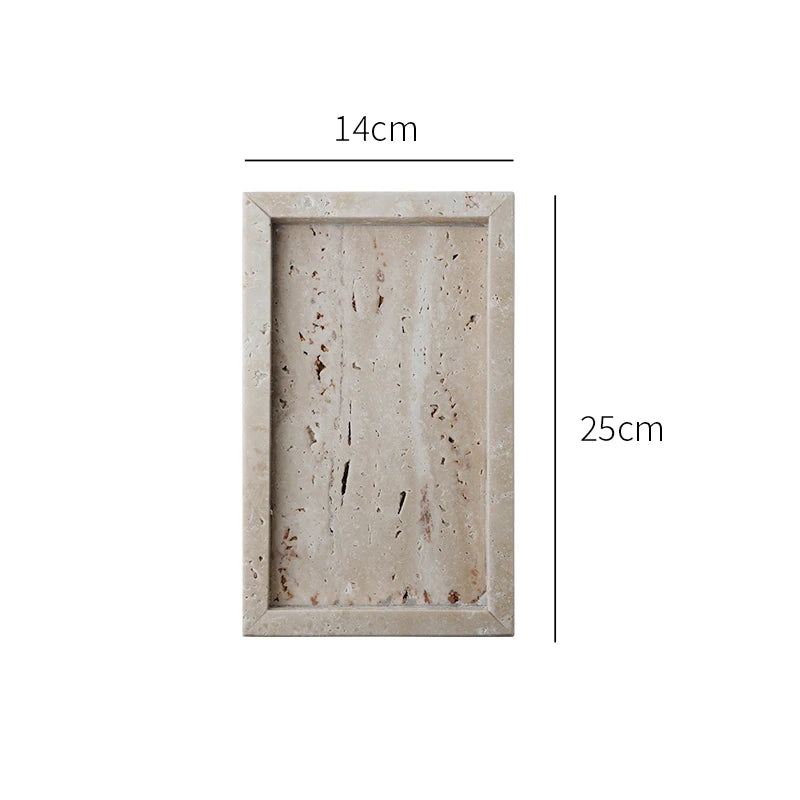 Natural Serenity Tray: Travertine Organizer for Japandi Bathroom