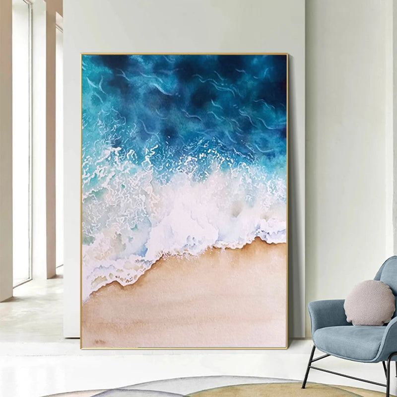 Coastal Tranquility: Abstract Wave Painting