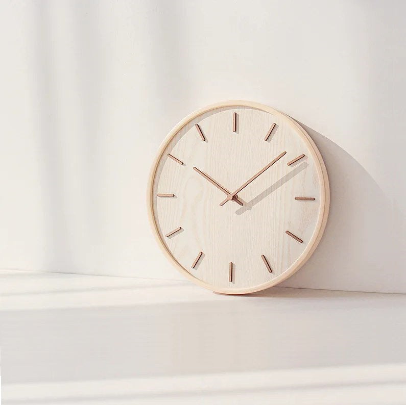 Modern Quartz Wall Clock -Silent Wooden Design for Home