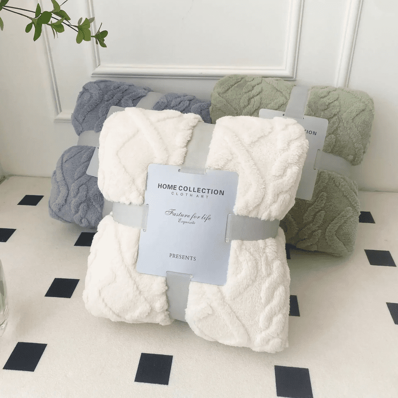 Soft Sherpa Sofa Blanket for Home and Travel - Thick and Warm