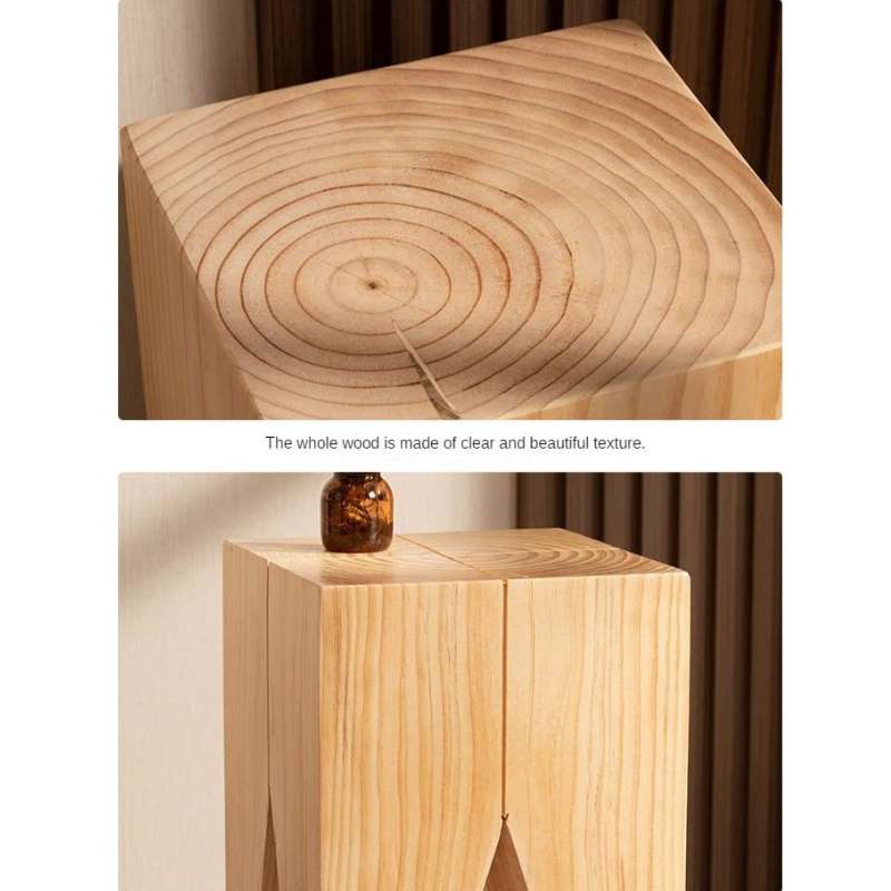 Solid Wood Log Stool - Creative Round Pouf & Side Table for Decor