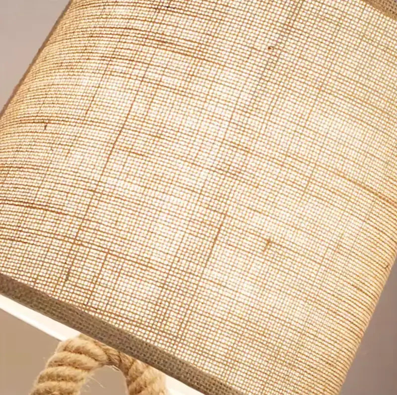 Modern Wicker Table Lamp with Fabric Shade for Living Room