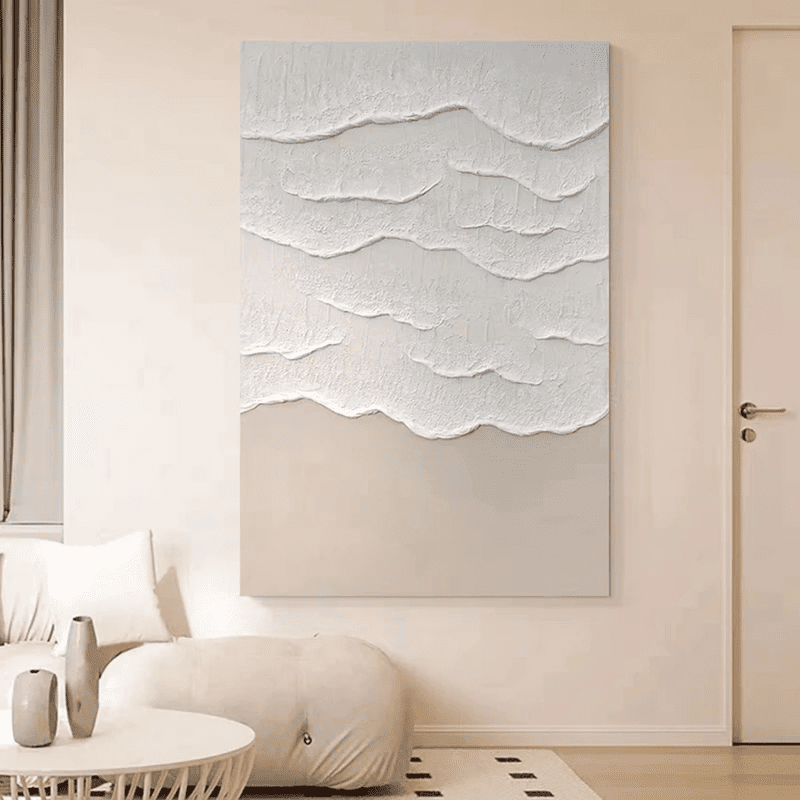 Modern Minimalism: Textured Acrylic Art (Unframed, White Abstract)