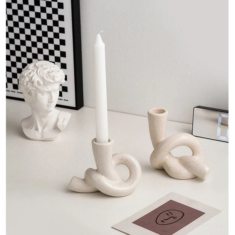 Modern Knot Candlelight (Ceramic! Nordic Glow, Handmade Charm)