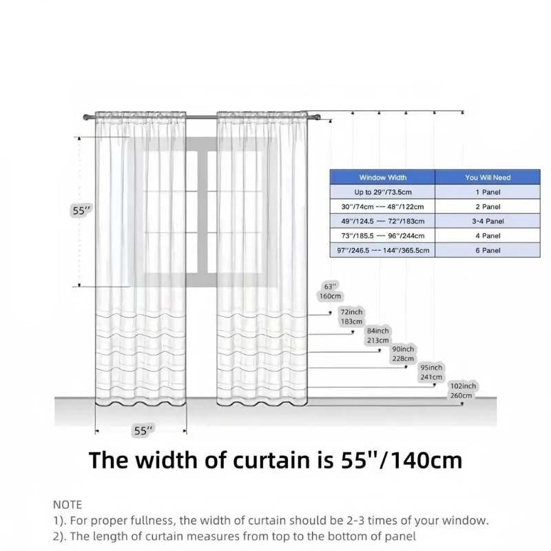 Thicken Sheer Curtains for Bedroom, Living Room, Balcony (Set of 2 Panels)