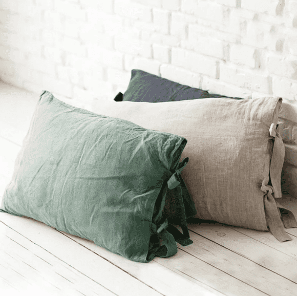 Japandi Dream: Linen Pillowcase (Tie Closure, Natural & Breathable)