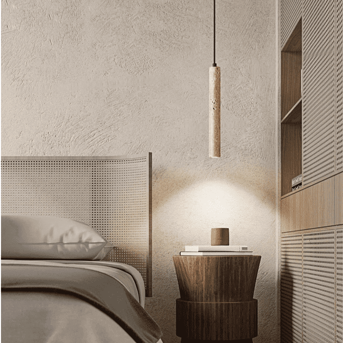 Modern Minimalist Chandelier: Warm Travertine Light for Home or Restaurant