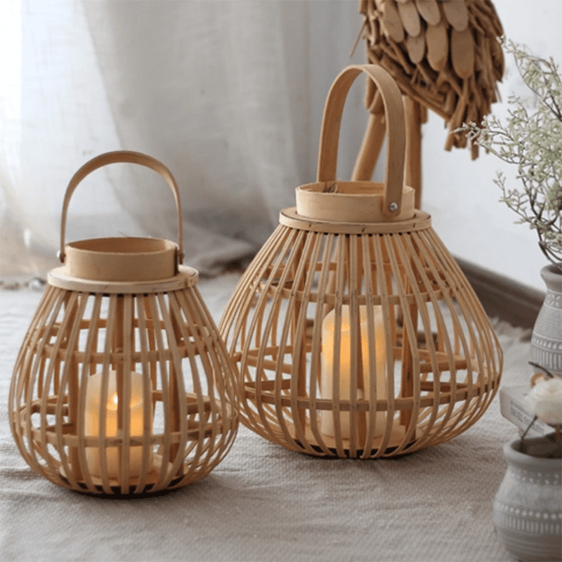 Warm Glow & Style: Bamboo Lantern Pendant (Light or Candle! Indoors/Outdoors)