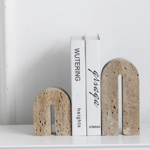 Wabi-Sabi Charm: Travertine Bookends